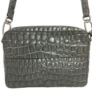 Liebeskind Berlin Crossbody Bag Croco Embossed Leather Gray